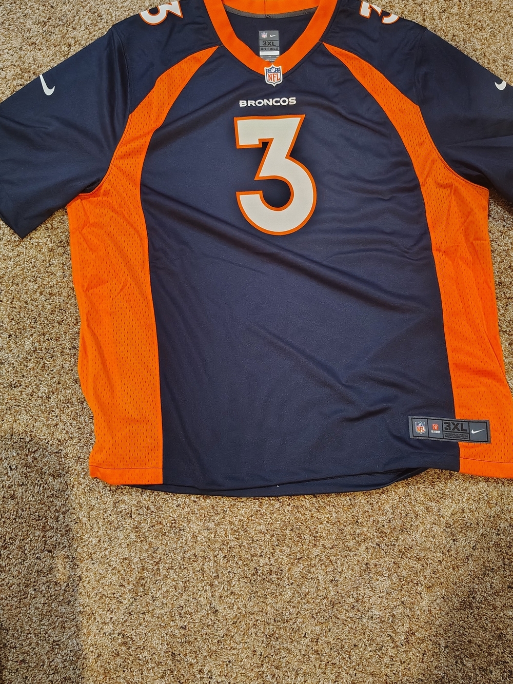 Nike Navy and Orange Denver Broncos #3 Football Jersey